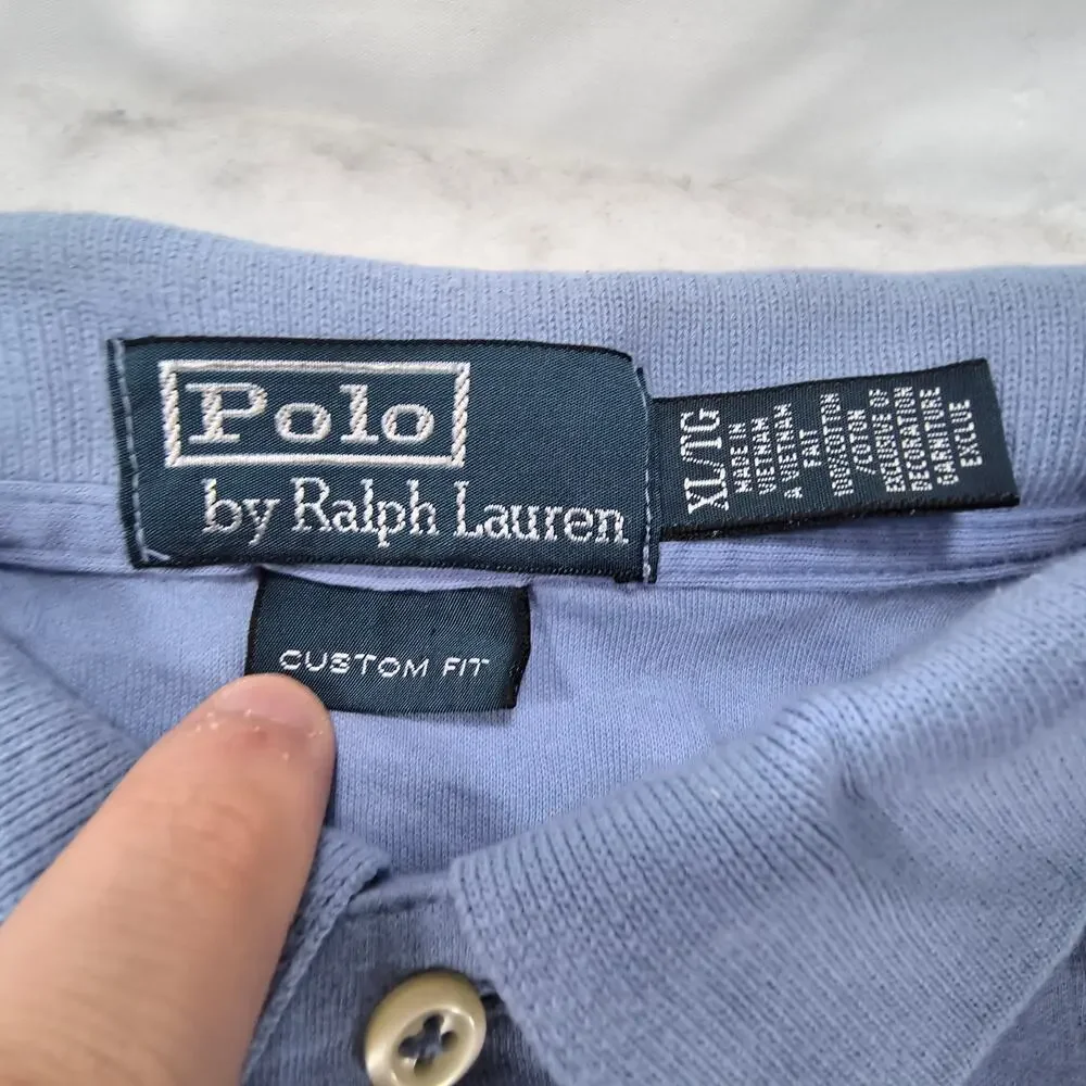 Polo by Ralph Lauren Custom Fit Casual Collared Polo Shirt Mens Size 2XL Blue